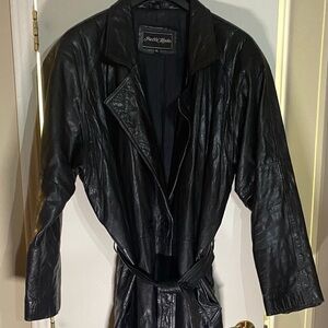 Men’s Black Leather Pelle Moda Trenchcoat